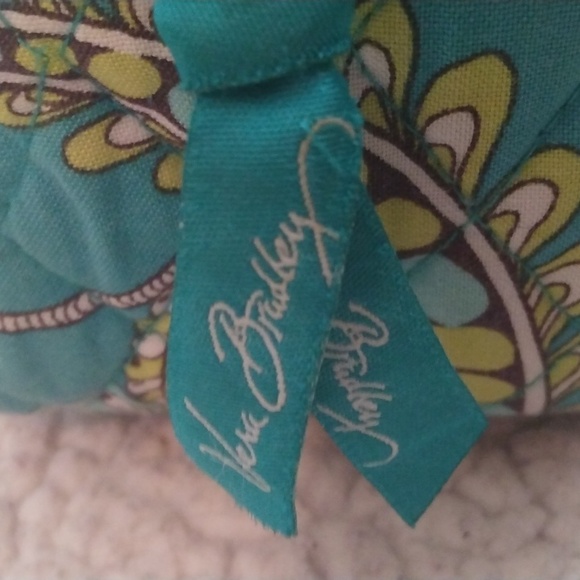 Vera Bradley Small Aqua/White/Green Handbag/Purse - Picture 7 of 12